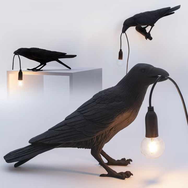 Black Bird Wall Lamp Nordic Resin USB Night Light for Bedroom - Image 3
