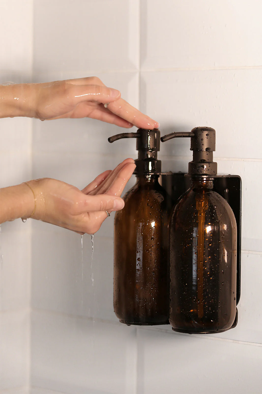 Black Double Wall Mounted Soap Dispenser - Image 4