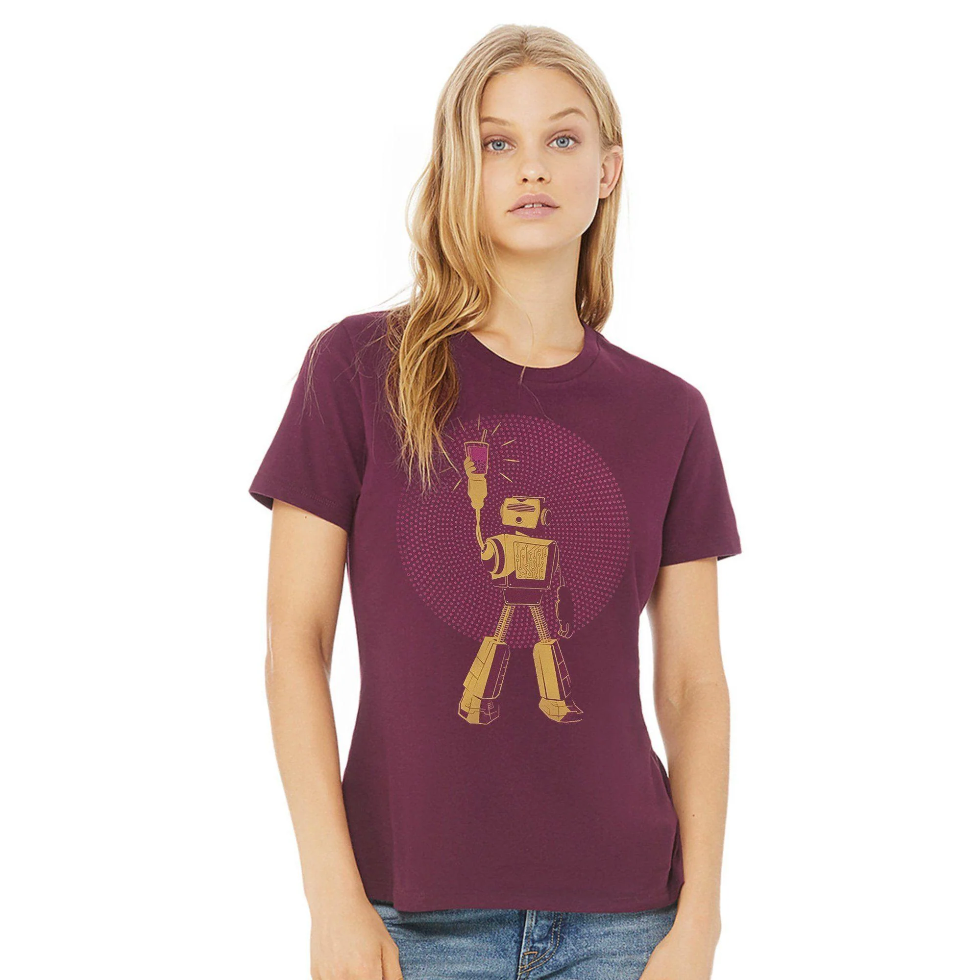Boba Power Women's T-Shirt in Maroon - Image 3