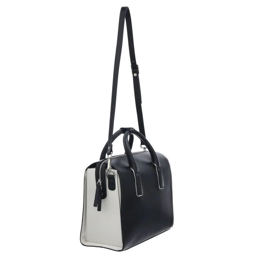 NEW Vegan Black Leather Structured Top Handle Bag - Image 4