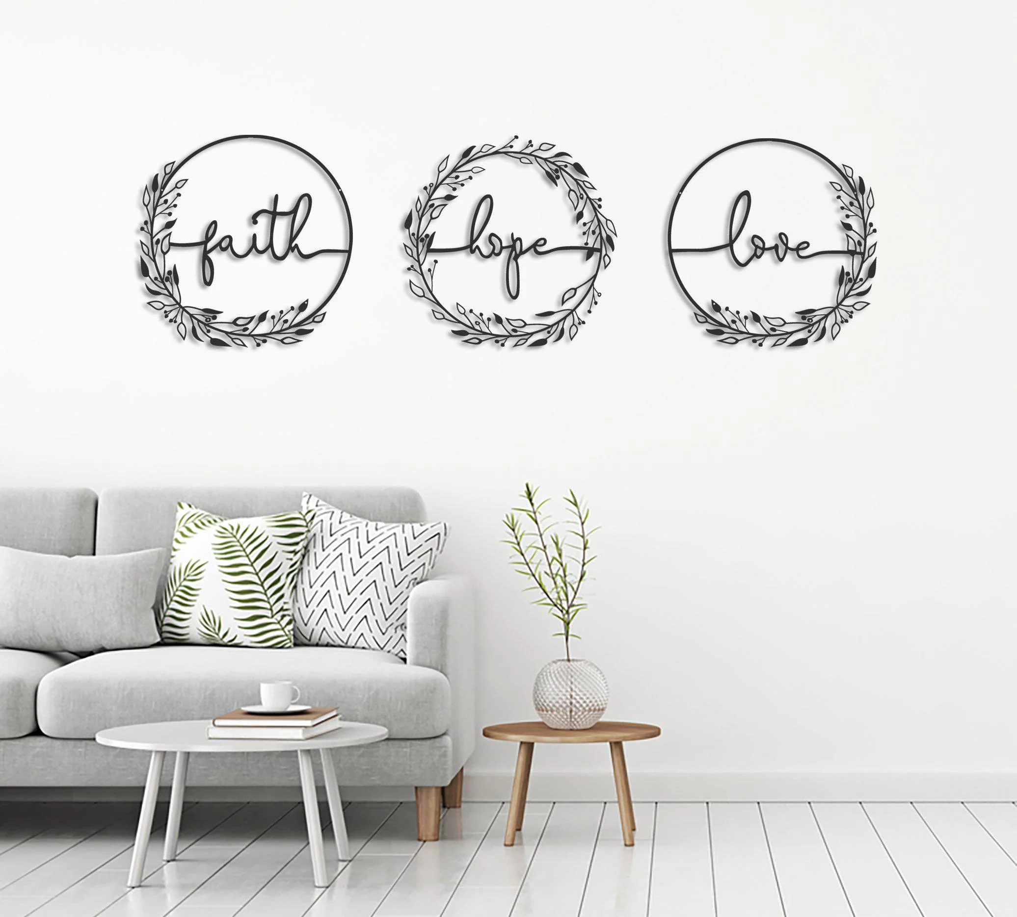 Faith Hope Love Metal Wall Art - Image 3