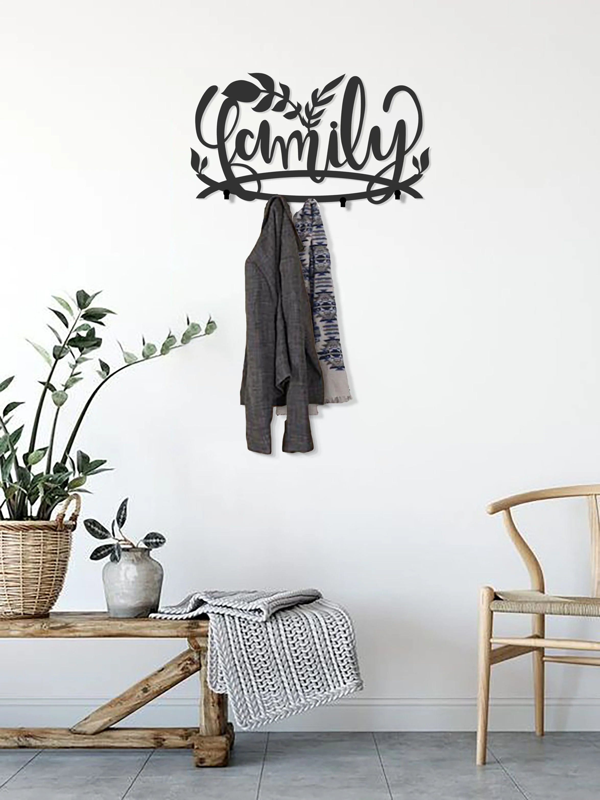 Black Matte Metal Family Coat Rack - Image 7
