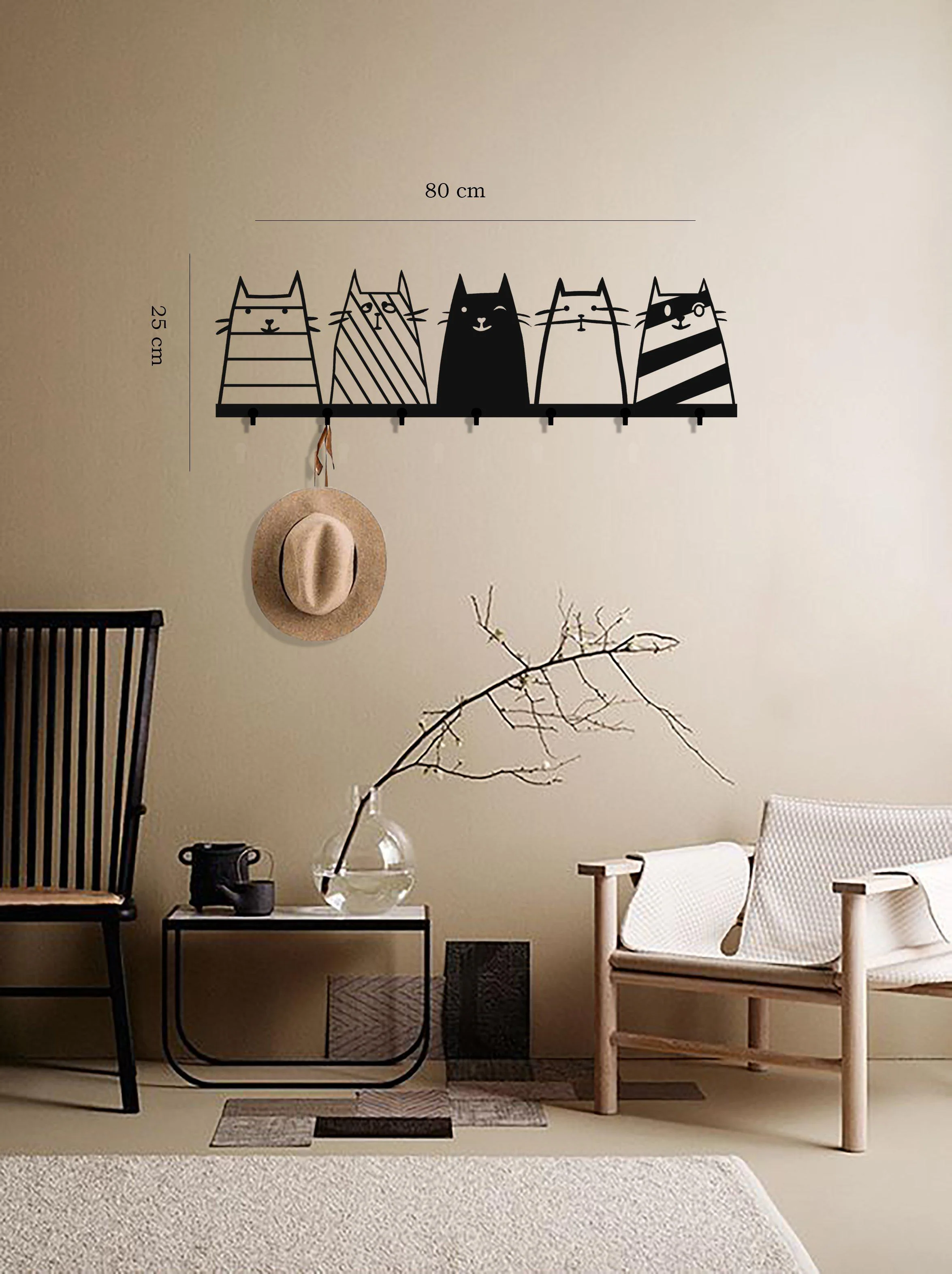 Minimalist Coat Rack in Black Matte Metal - Image 3