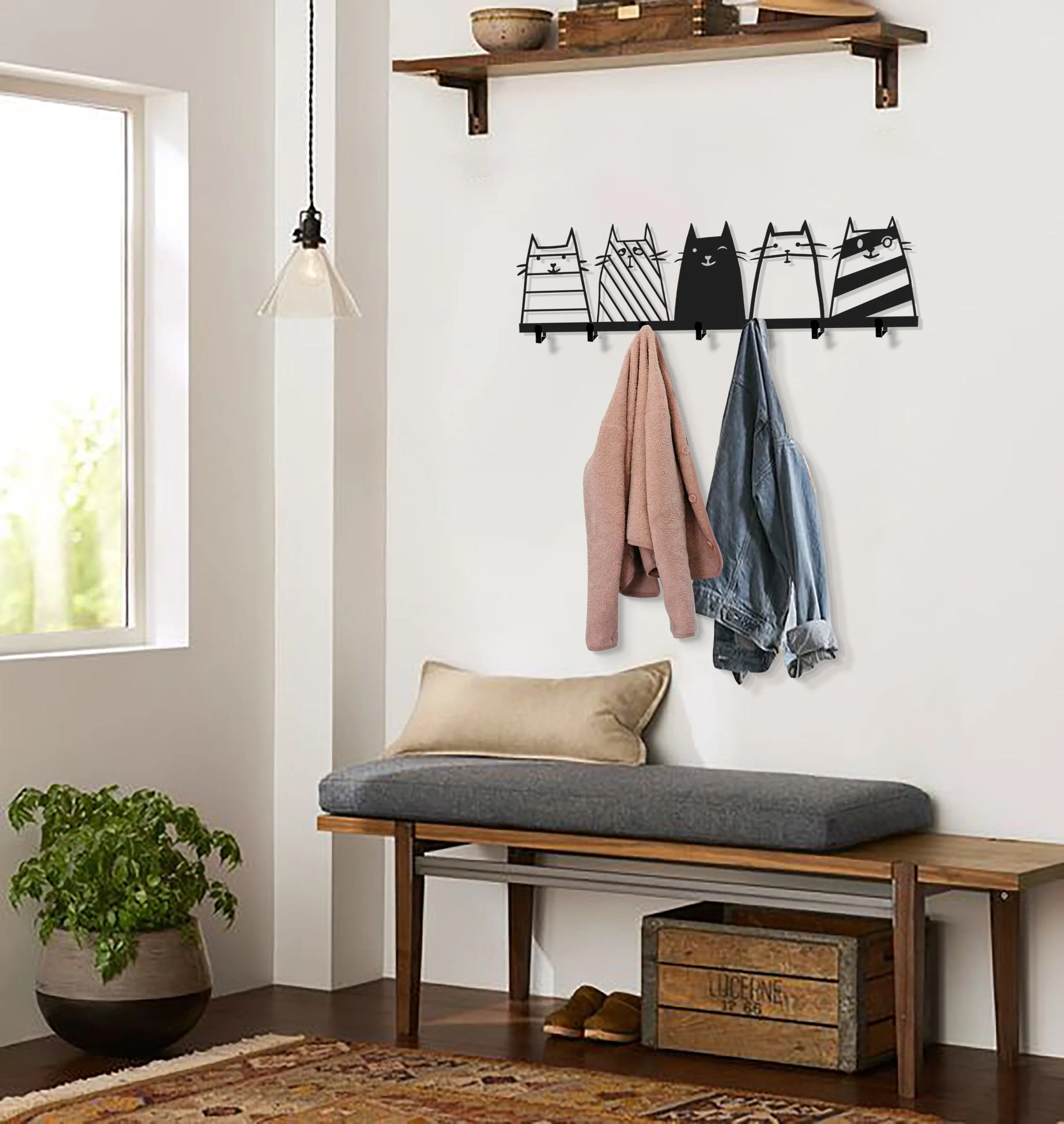 Minimalist Coat Rack in Black Matte Metal - Image 6