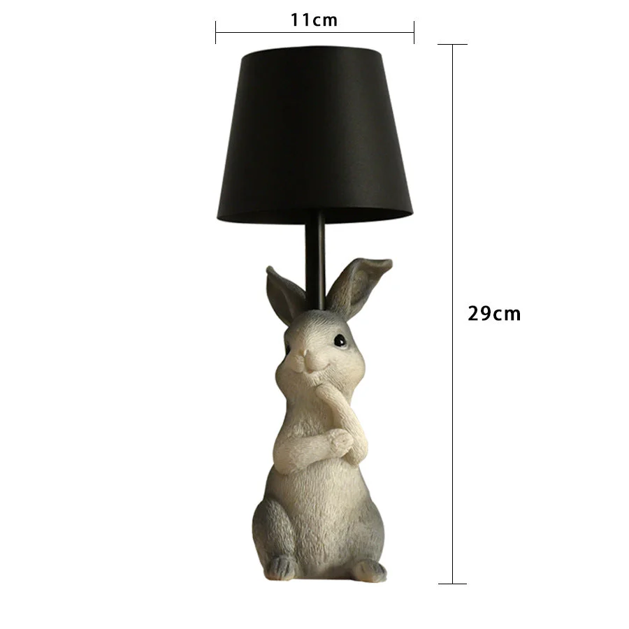 Grey Rabbit Resin Table Lamp with USB Rechargeable LED and Touch Dimming - Image 4