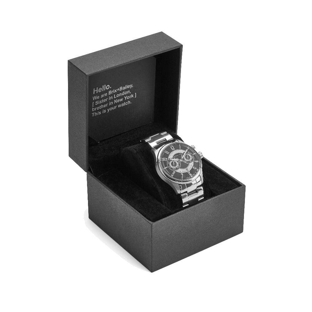 Chronograph Automatic Watch Form 2 in Black and Silver Steel - Image 7