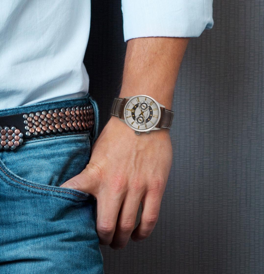 Chronograph Automatic Watch Form 6 in Brushed Gold and Silver - Image 3