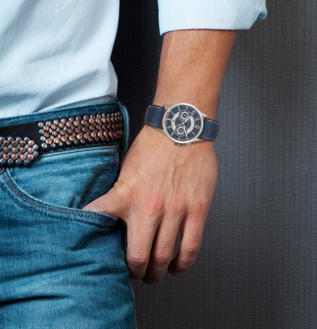 Automatic Chronograph Watch Form 3 in Navy and Silver Steel - Image 3