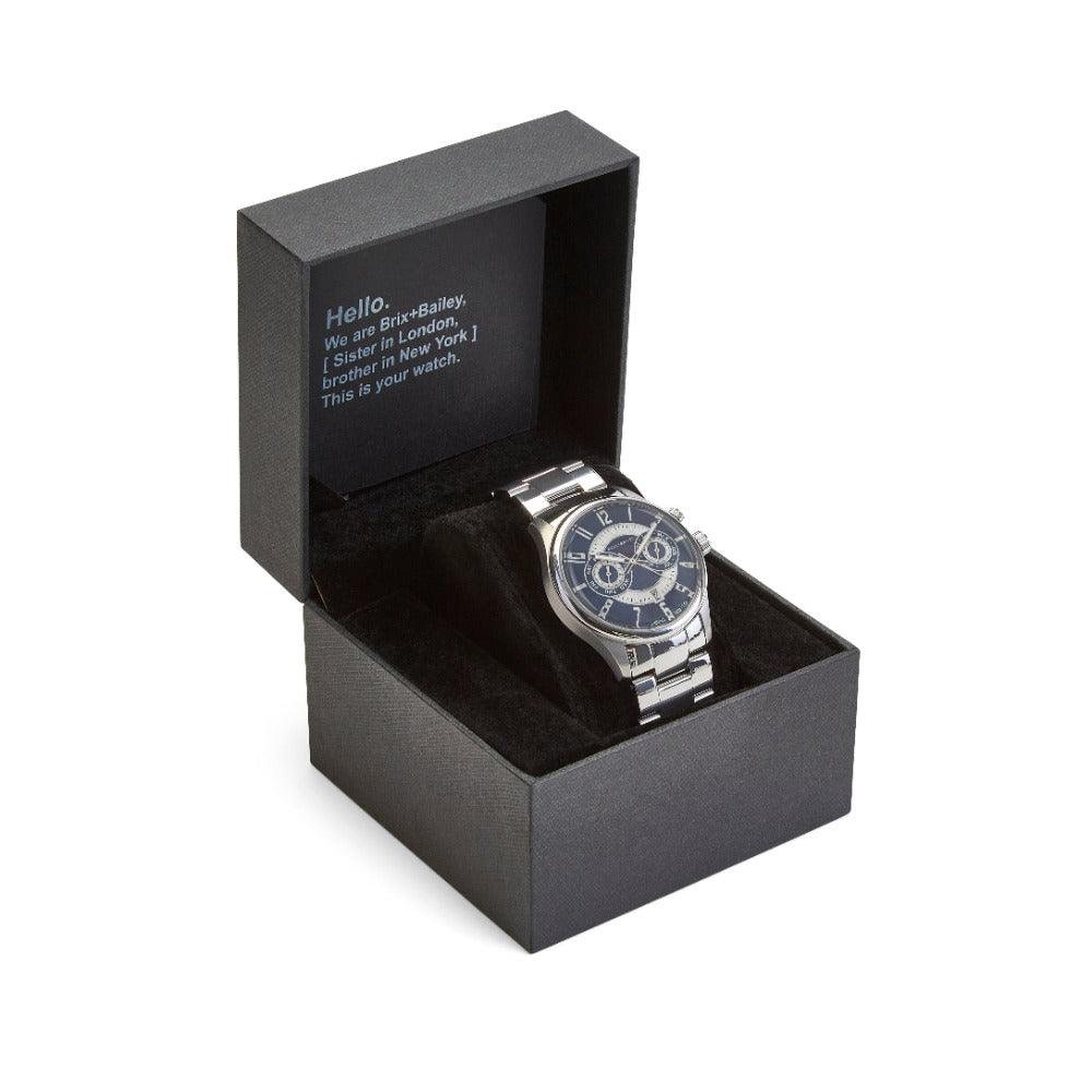 Chronograph Automatic Watch Form 4 in Navy and Silver - Image 7