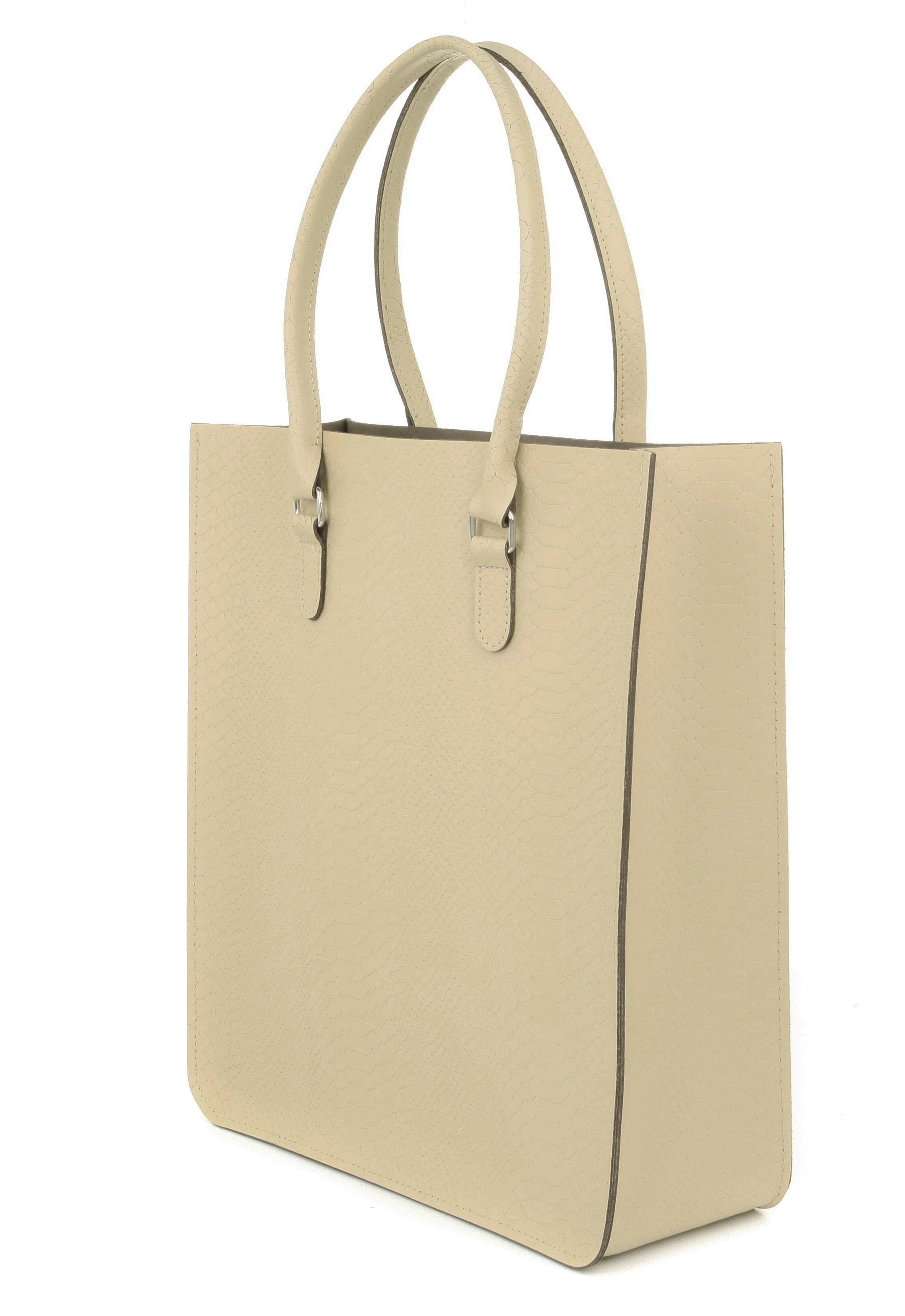 Ivory Pebbled Leather Tote Shopper with Inner Pocket - Image 3