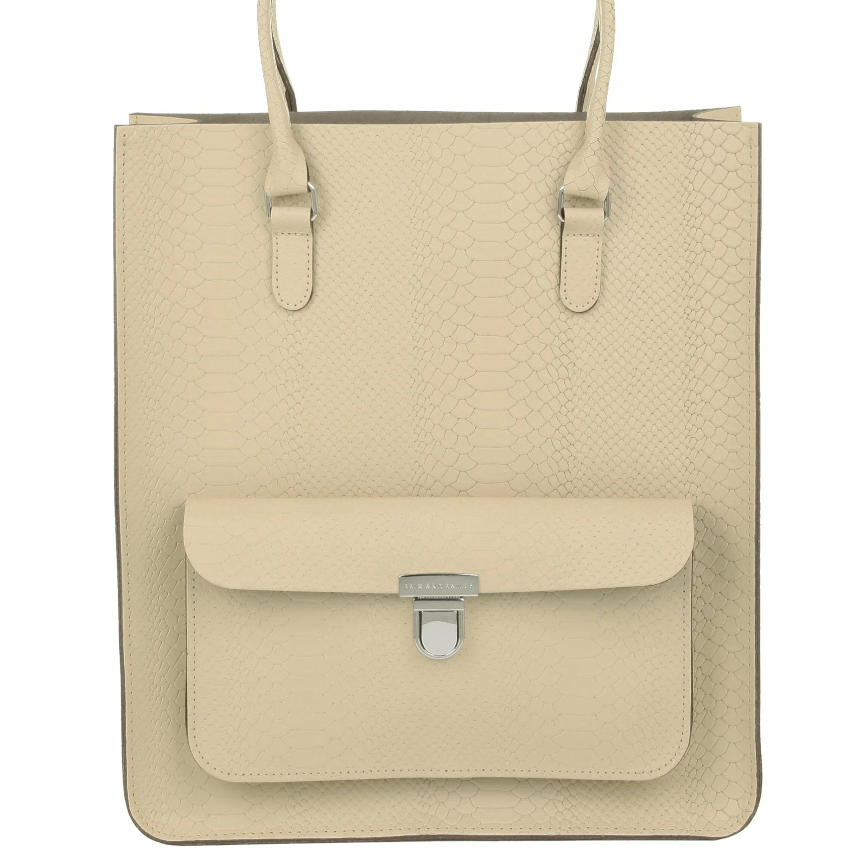 Ivory Pebbled Leather Tote Shopper with Inner Pocket - Image 4