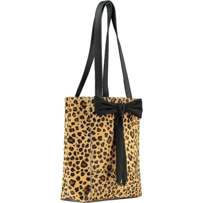 Animal Print Leather Tote with Bow - Image 3