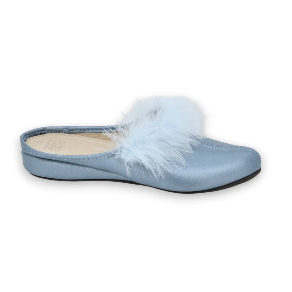 Light Blue Leather Slippers for Women - Image 3