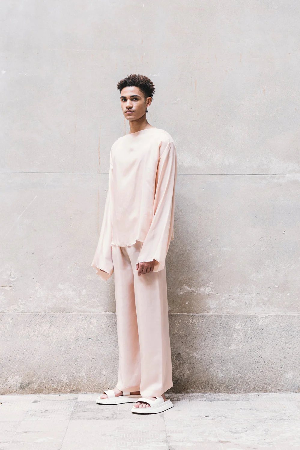 Long Wide Summer Pants in Cyclamen and Powder Pink - Image 3