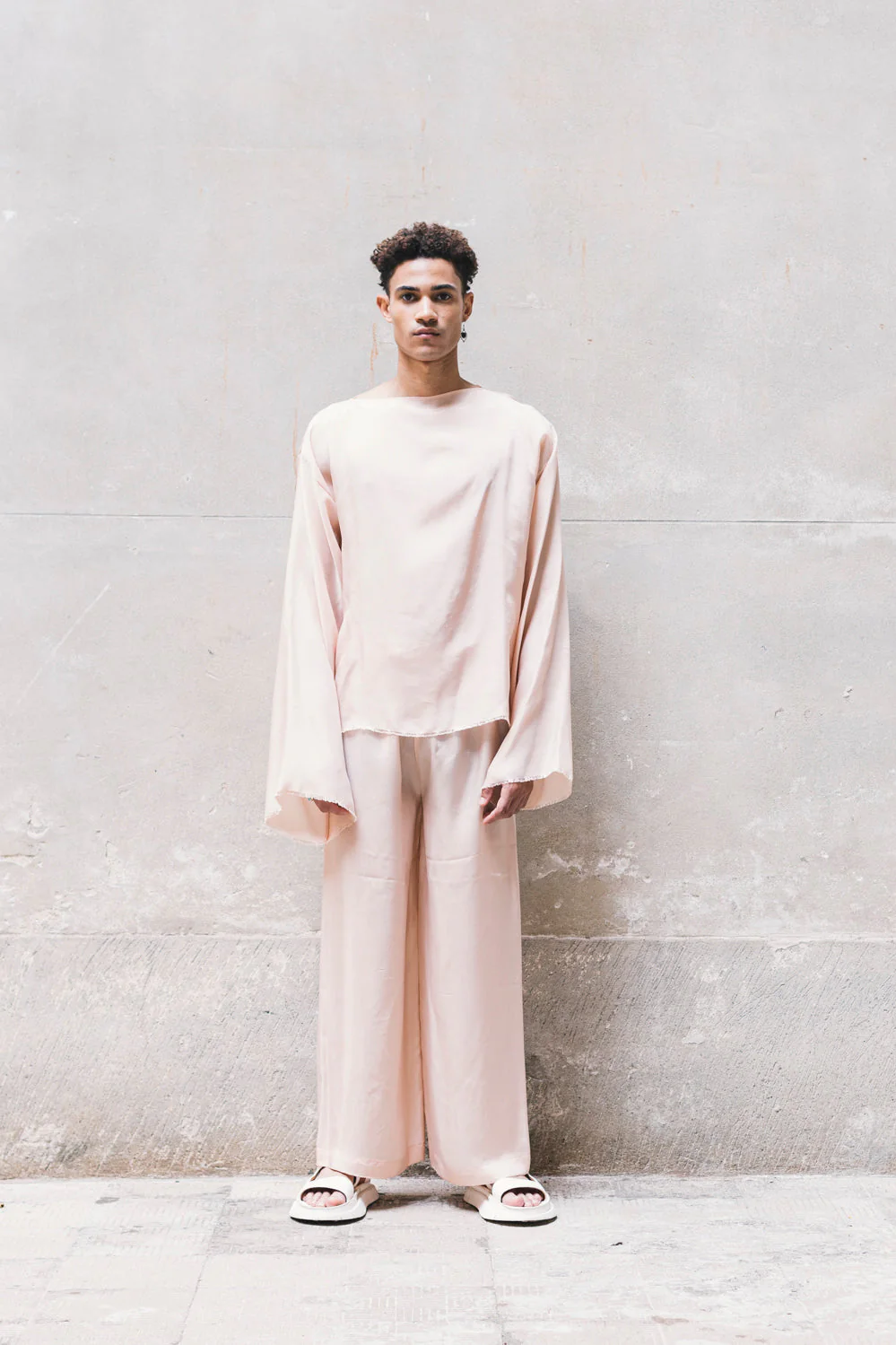 Long Wide Summer Pants in Cyclamen and Powder Pink - Image 4