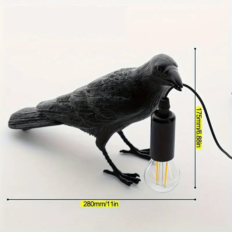 Gothic LED Crow Lamp with Antique Metal Claw Base - Image 5