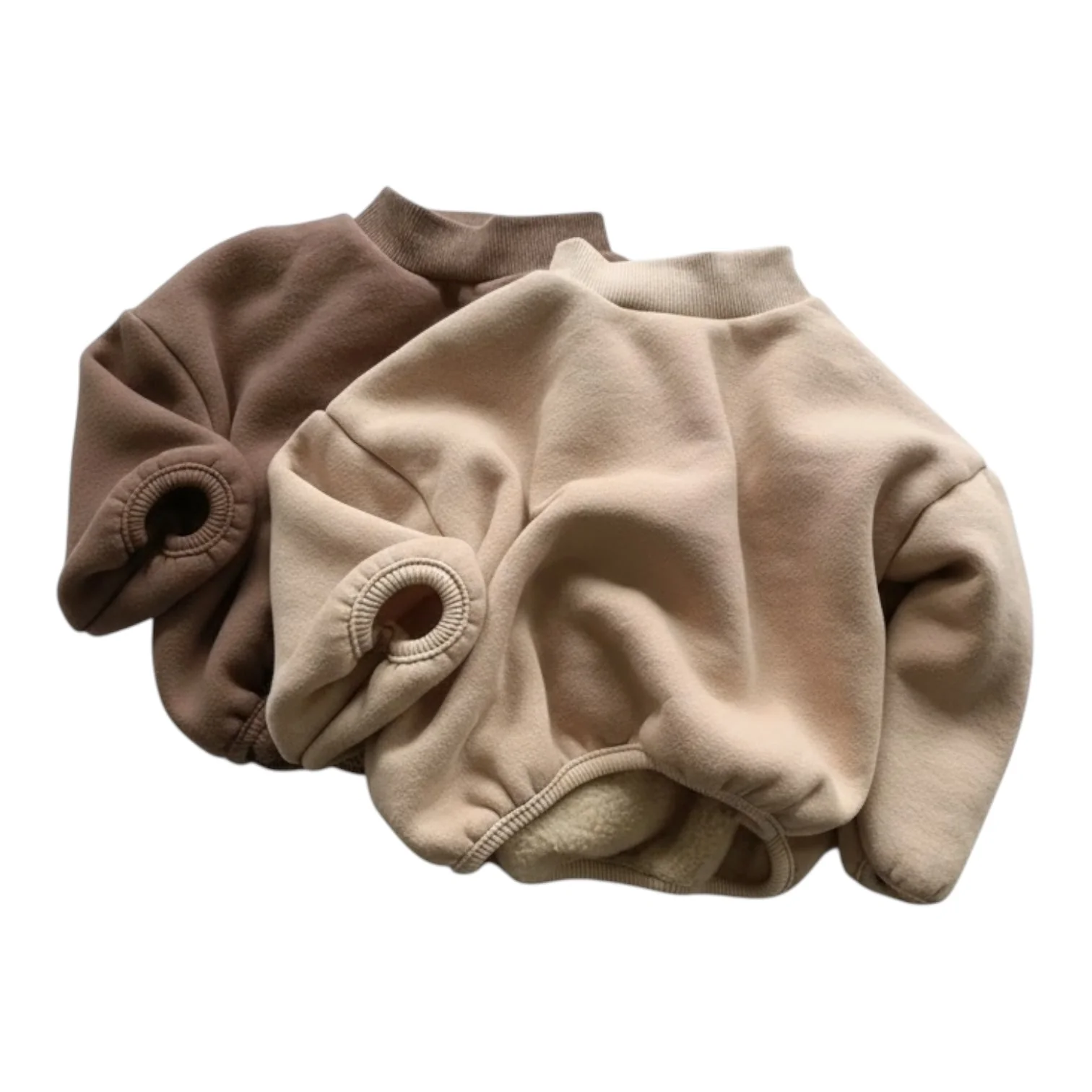 Oversized Fleece Lined Sweatshirt in Beige and Brown - Image 3