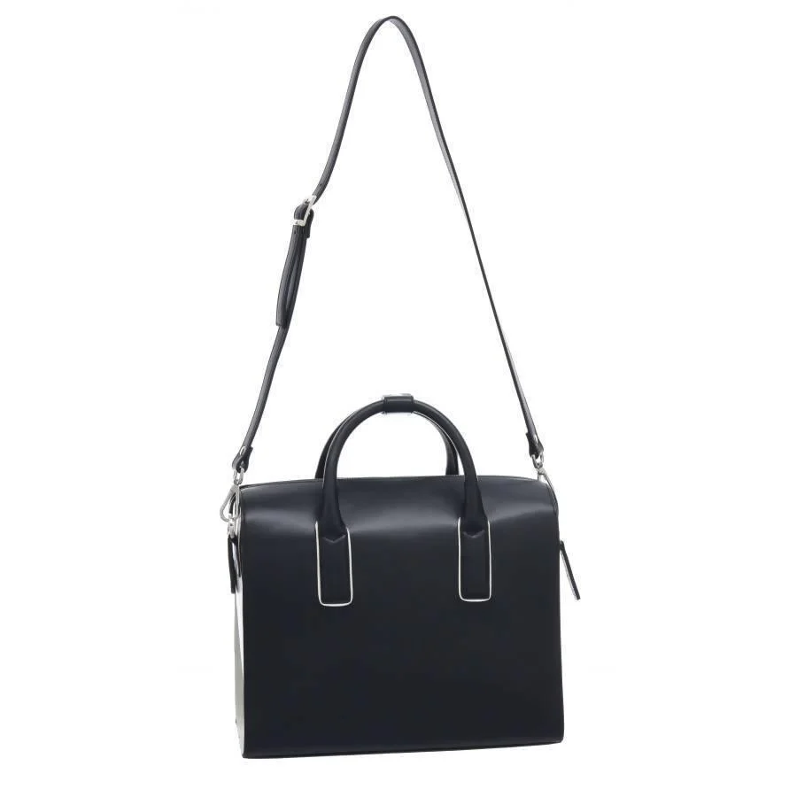Black Vegan Leather Top Handle Bag - Image 10
