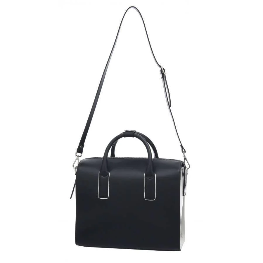 Black Vegan Leather Top Handle Bag - Image 6