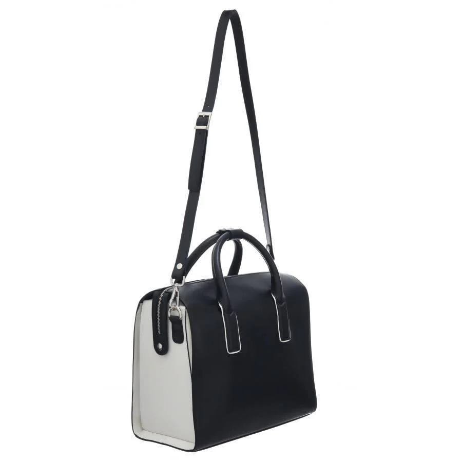 Black Vegan Leather Top Handle Bag - Image 9