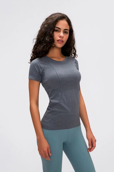Round Neck Short Sleeve Active T-Shirt - Image 11