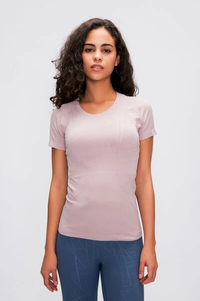 Round Neck Short Sleeve Active T-Shirt - Image 5