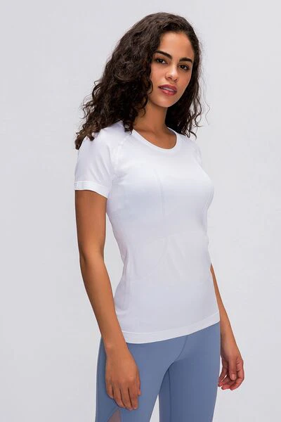 Round Neck Short Sleeve Active T-Shirt - Image 7