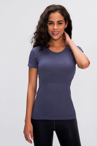 Round Neck Short Sleeve Active T-Shirt - Image 8