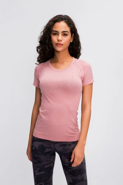 Round Neck Short Sleeve Active T-Shirt - Image 9