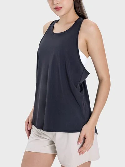 Round Neck Wide Strap Active Tank Top - Image 3
