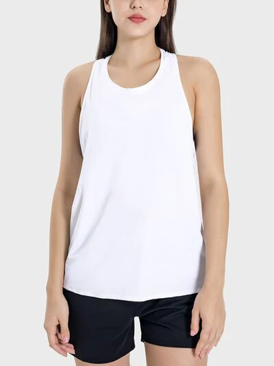 Round Neck Wide Strap Active Tank Top - Image 4