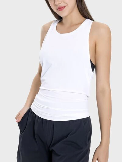 Round Neck Wide Strap Active Tank Top - Image 5