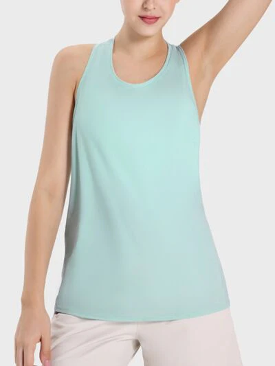 Round Neck Wide Strap Active Tank Top - Image 6