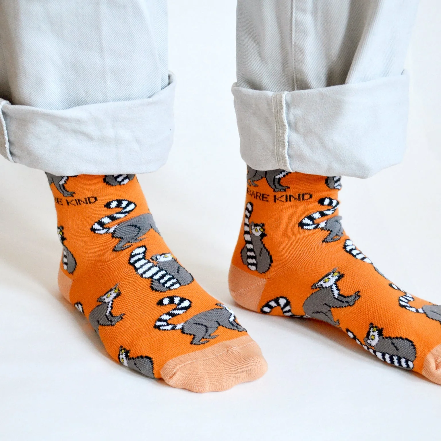 Save the Lemurs Bamboo Socks in Orange - Image 4