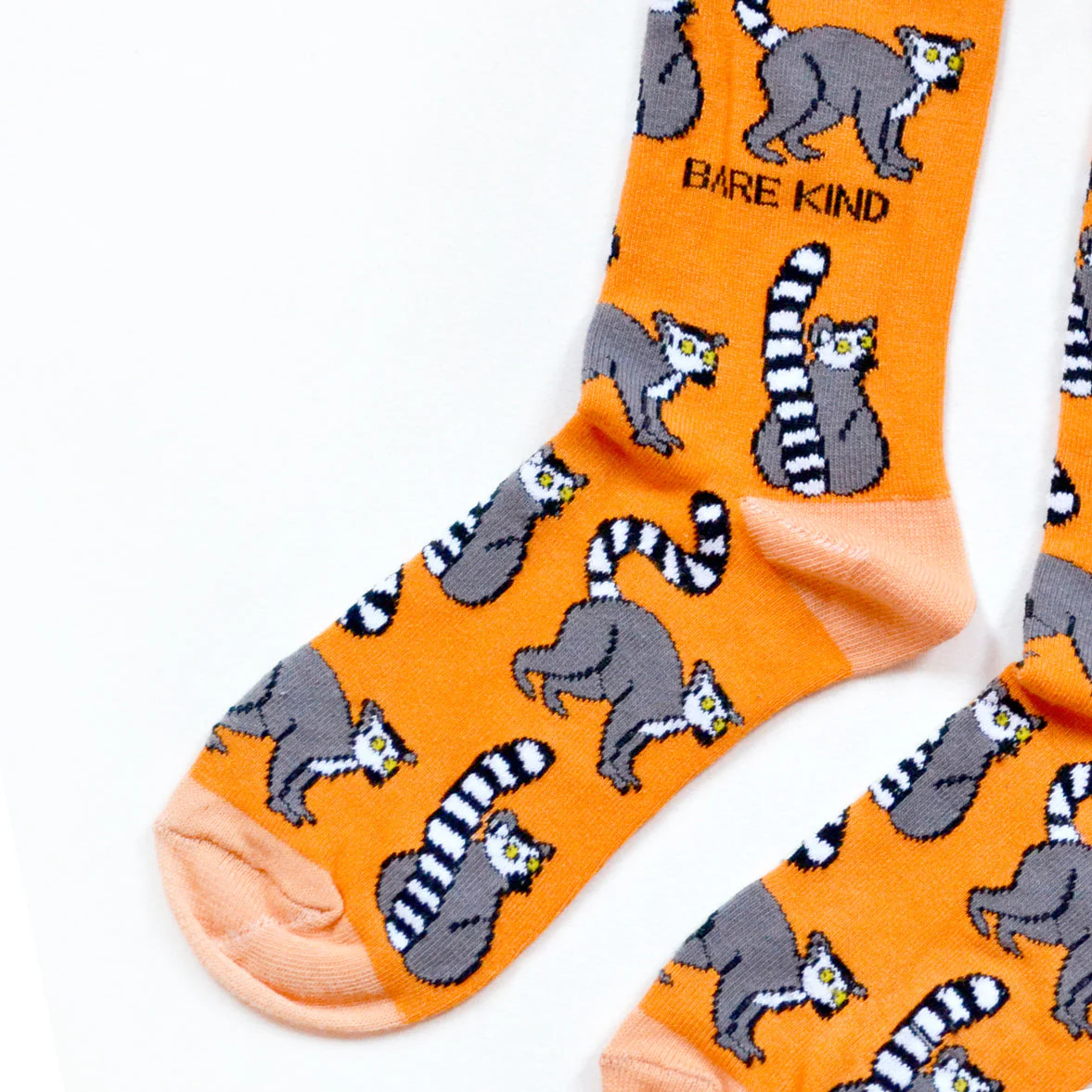 Save the Lemurs Bamboo Socks in Orange - Image 5