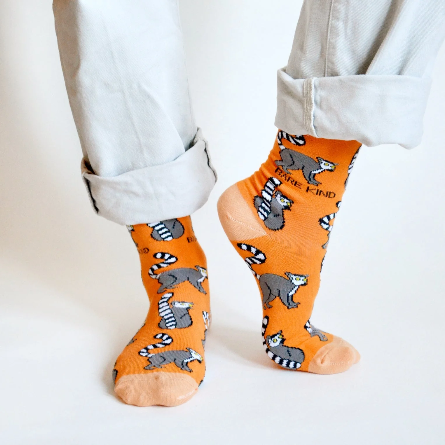 Save the Lemurs Bamboo Socks in Orange - Image 7