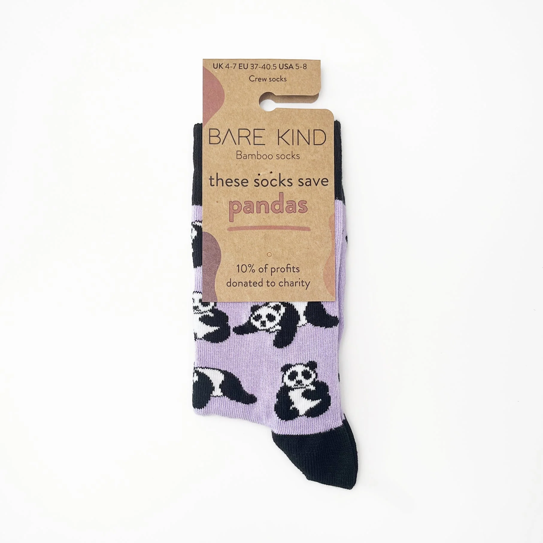 Save the Pandas Bamboo Socks in Lilac - Image 3