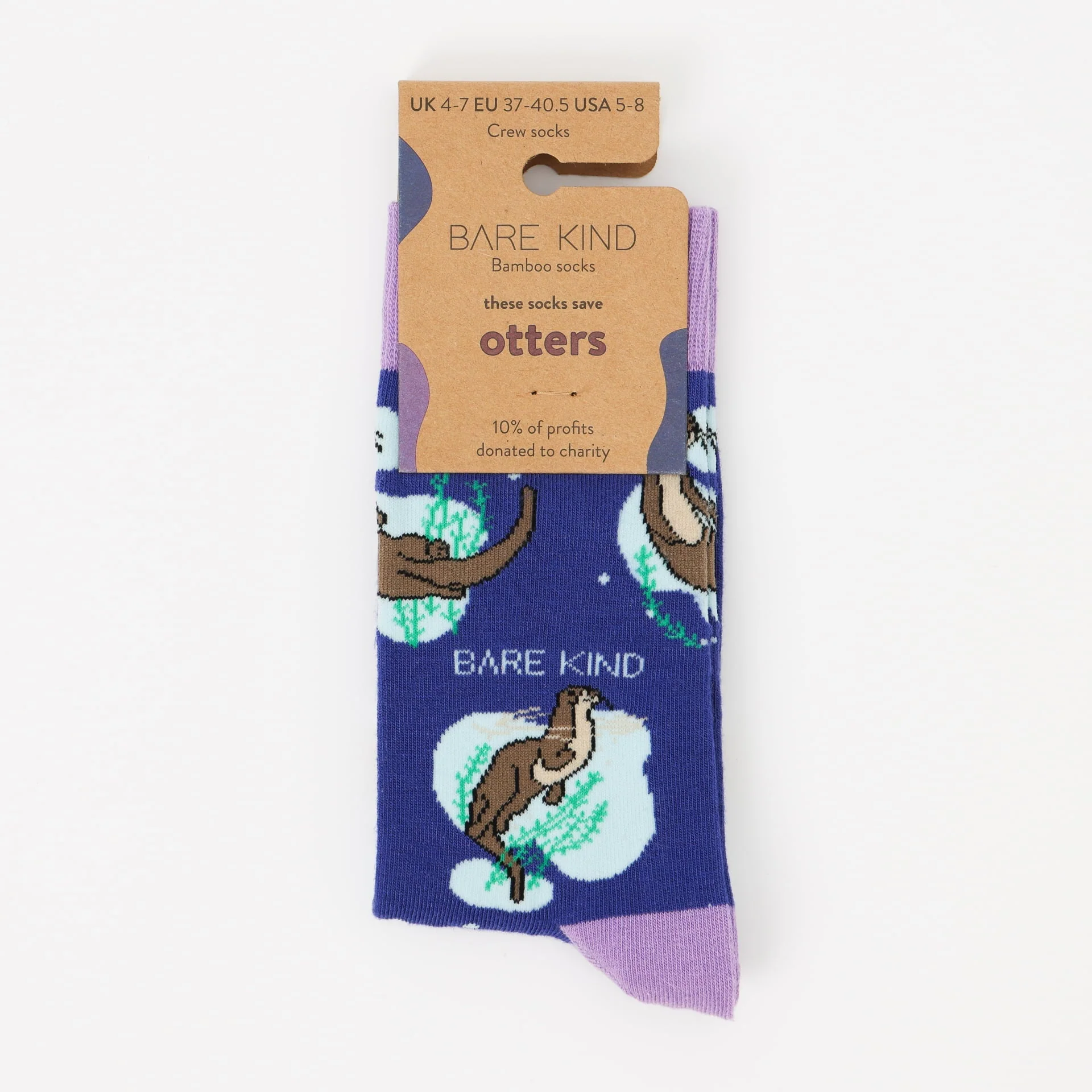 Save the Sport Otters Bamboo Socks in Purple - Image 3