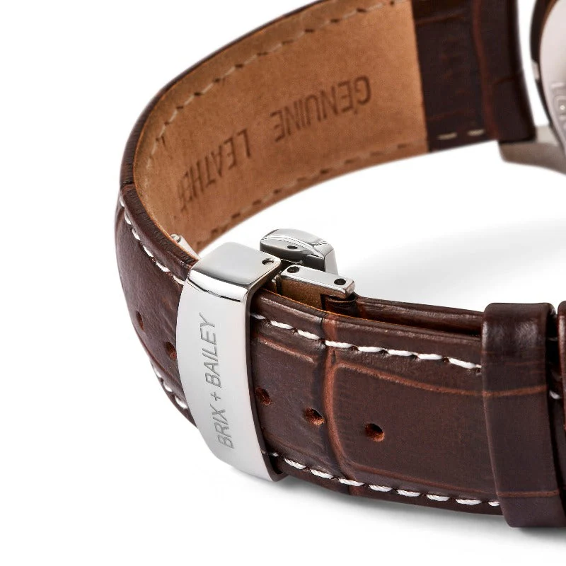 Warm Brown Triple Numbered Watch Stainless Steel Case - Image 6