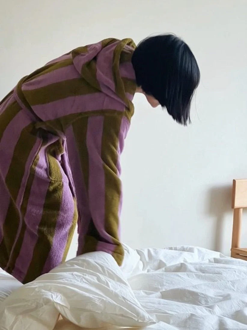 Ultra Soft Retro Stripe Bathrobe in Organic Cotton - Image 3