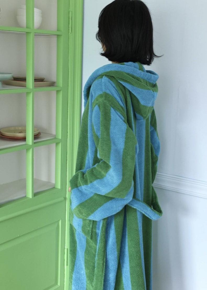 Ultra Soft Retro Stripe Bathrobe in Organic Cotton - Image 4