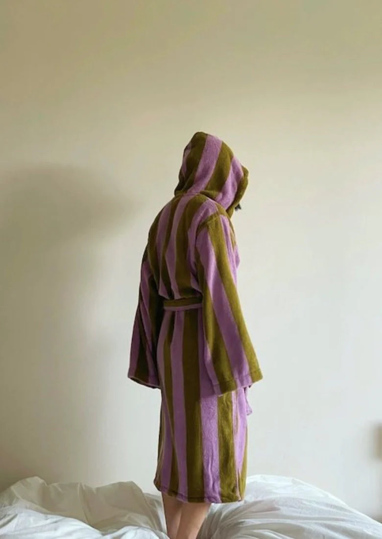 Ultra Soft Retro Stripe Bathrobe in Organic Cotton - Image 5