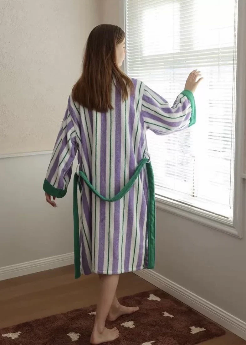 Ultra Soft Retro Stripe Organic Cotton Bathrobe - Image 3