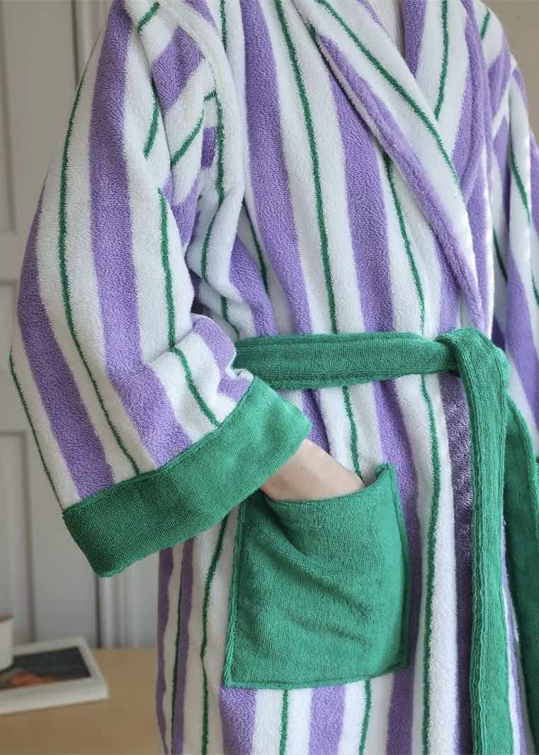 Ultra Soft Retro Stripe Organic Cotton Bathrobe - Image 5