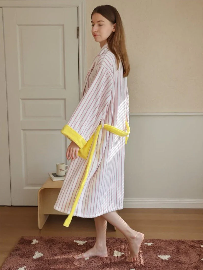 Ultra Soft Organic Cotton Bathrobe in Whimsical Stripes - Image 3