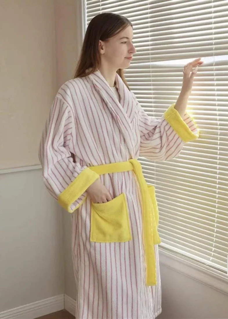 Ultra Soft Organic Cotton Bathrobe in Whimsical Stripes - Image 4