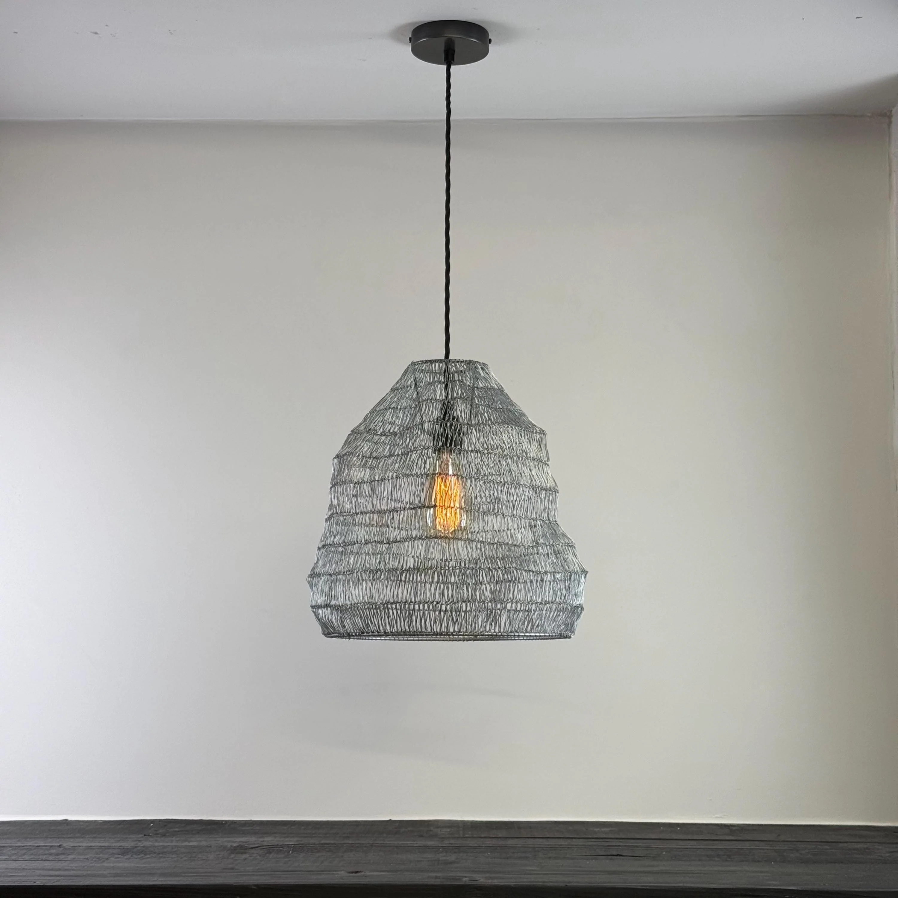 Walton ~ Beehive Large Silver Wire Mesh Lampshade Pendant Ceiling Light - Image 3