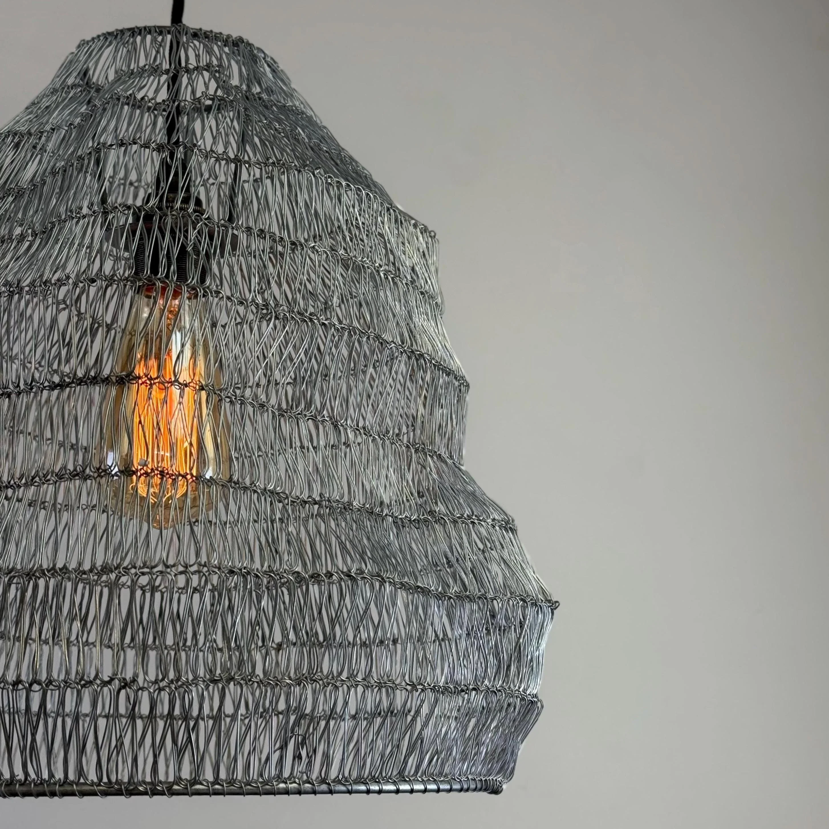 Walton ~ Beehive Large Silver Wire Mesh Lampshade Pendant Ceiling Light - Image 5