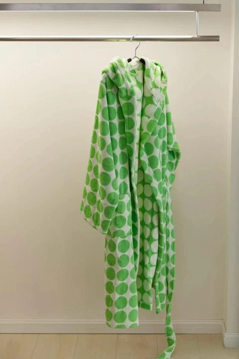 Whimsical Polka Dot Hooded Bath Robe in Organic Cotton - Image 6