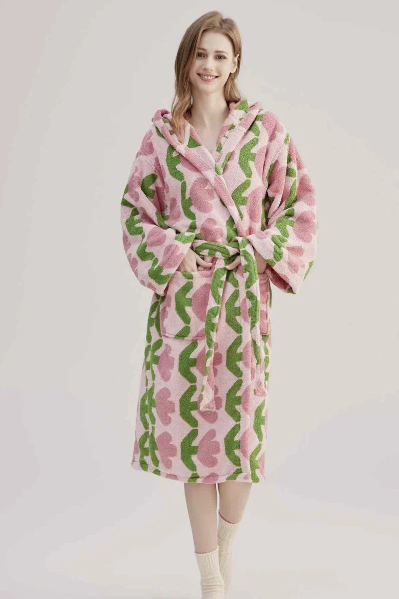 Whimsical Tulip Hooded Bath Robe in Organic Cotton - Image 4